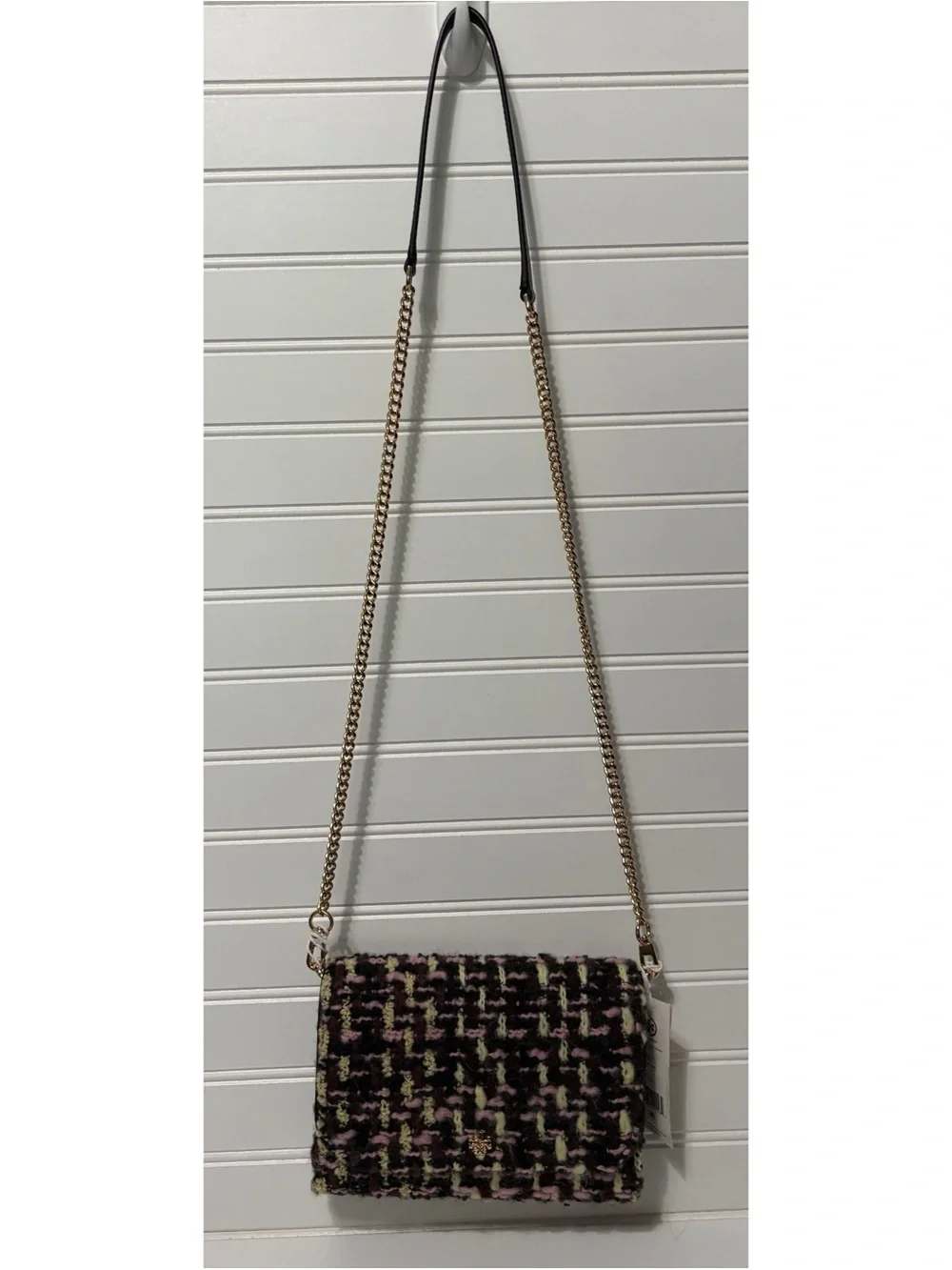 TORY BURCH Emerson Wool Tweed Convertible Chain Crossbody Wallet Shoulder Bag